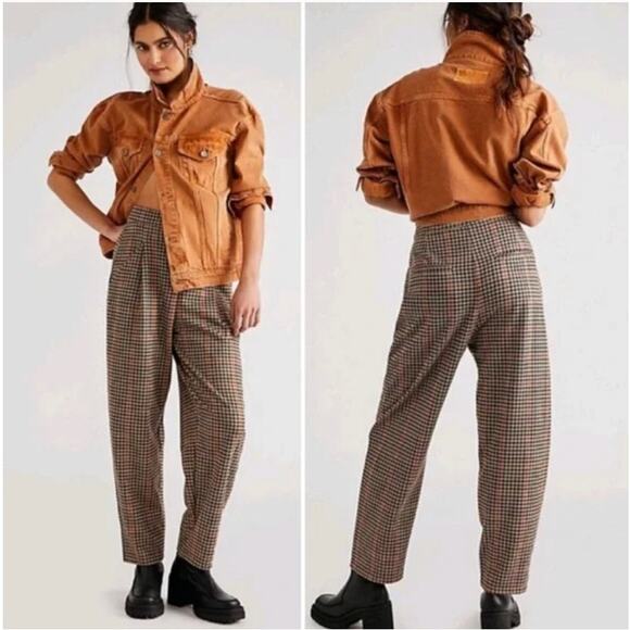 Free People Posey Plaid Pants Small - Picture 2 of 10